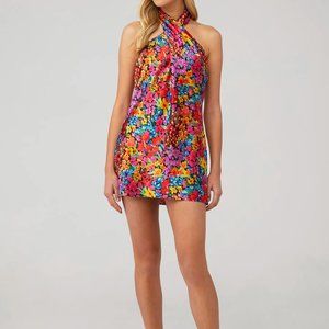 SHOW ME YOUR MUMU FLORAL JASMINE HALTER MINI DRESS